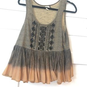 Tan and black babydoll tank